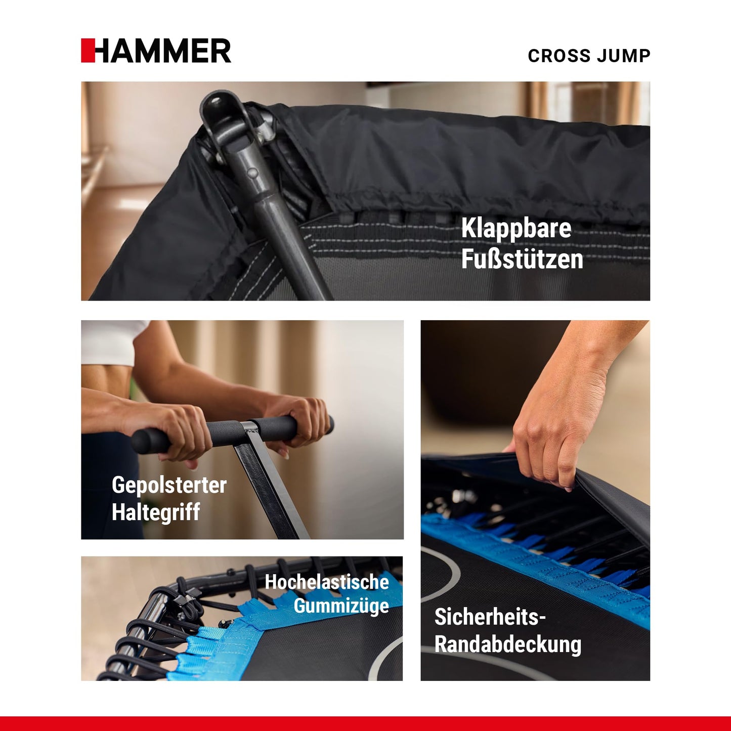HAMMER Fitness-Trampolin | 98cm Fläche | Höhenverstellgriff | Max 130kg