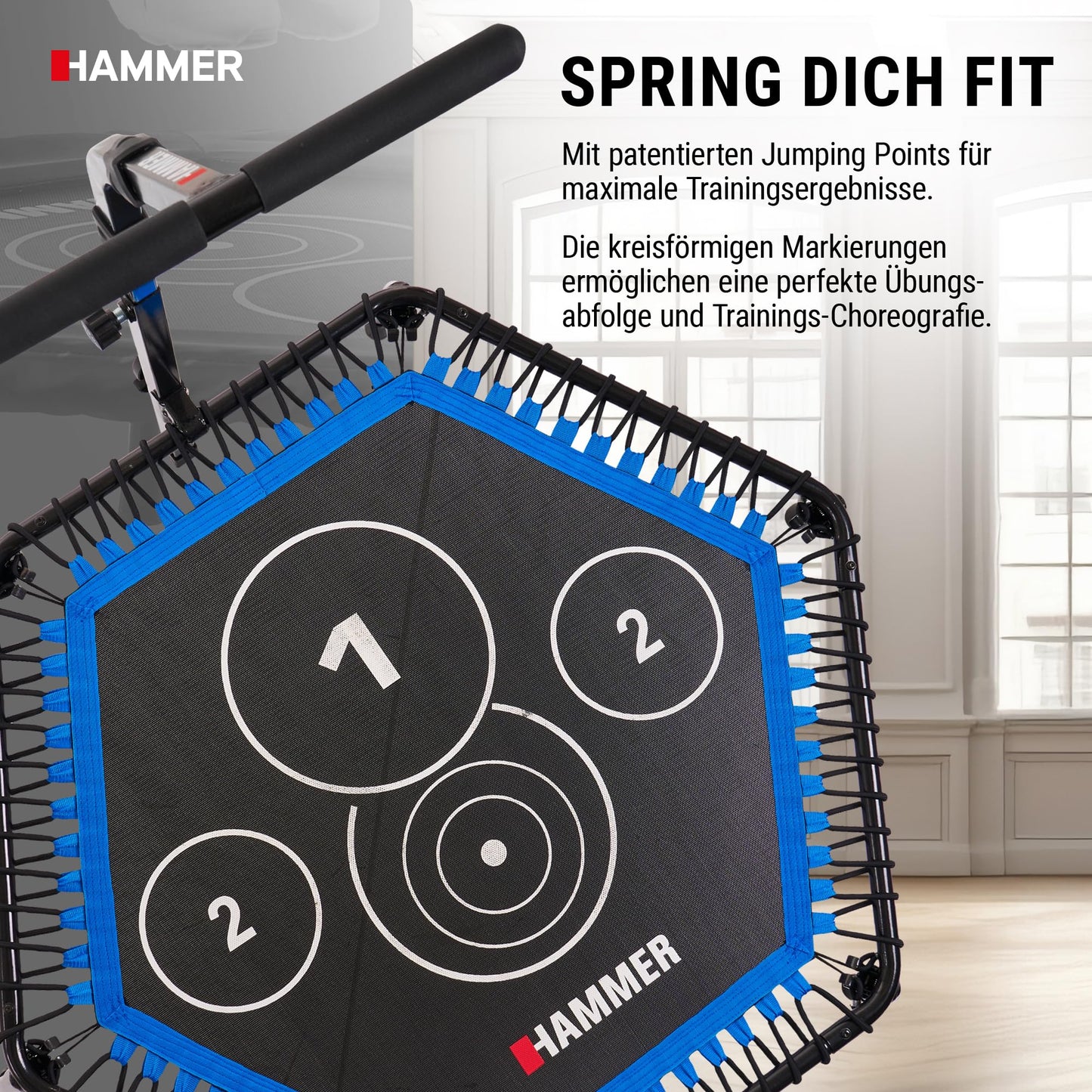 HAMMER Fitness-Trampolin | 98cm Fläche | Höhenverstellgriff | Max 130kg